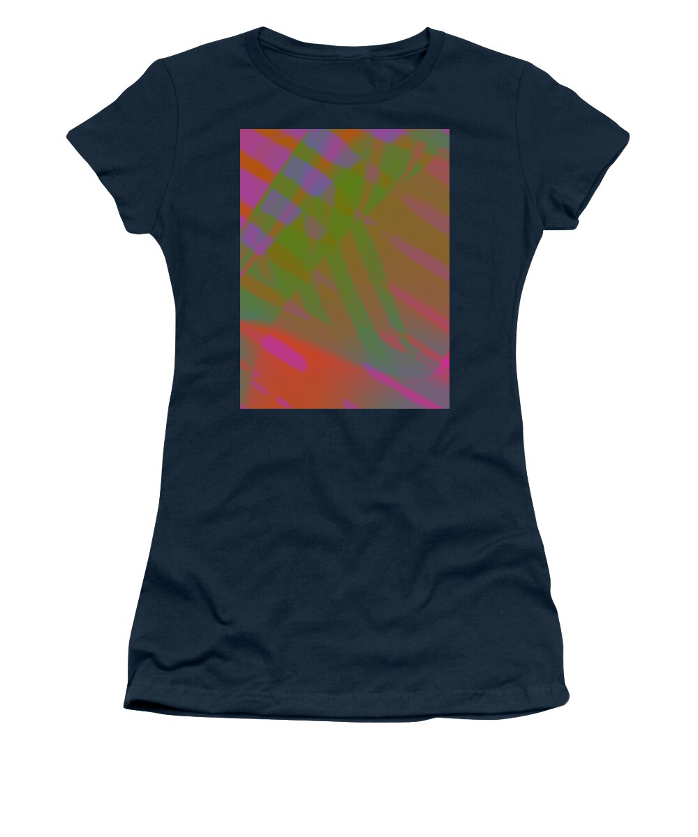 Abstract Women's T-Shirt featuring the digital art Abstract Art Tropical blinds neon by Itsonlythemoon -