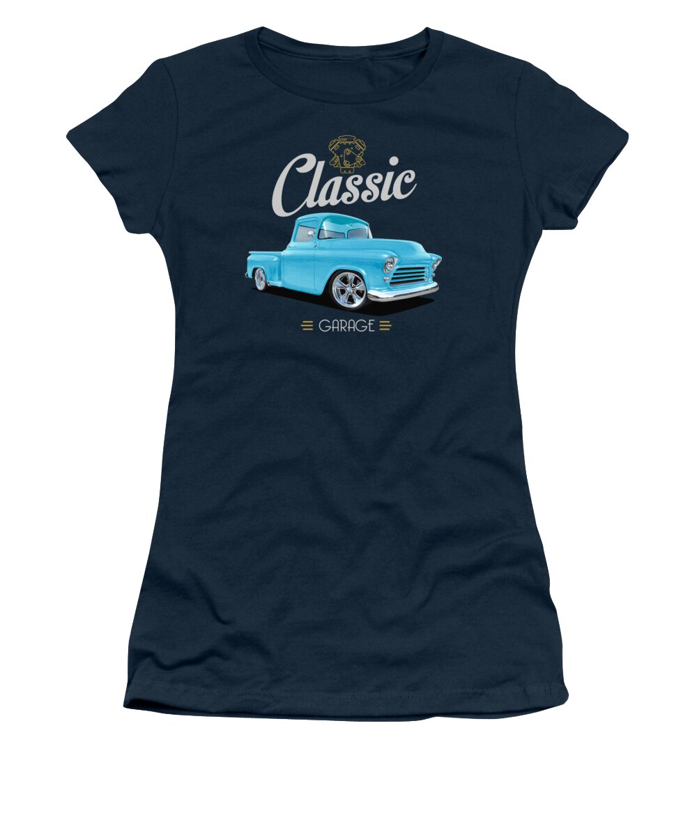 Classic Women's T-Shirt featuring the mixed media Blue 56 Truck by Paul Kuras