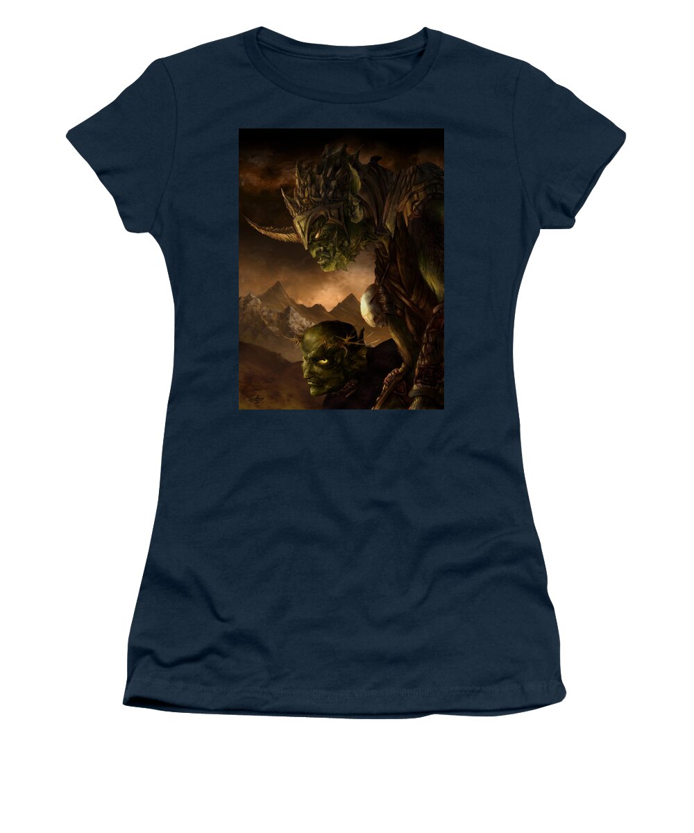 Goblin Women's T-Shirt featuring the mixed media Bolg The Goblin King by Curtiss Shaffer
