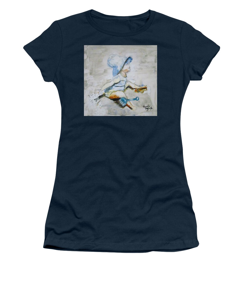 Painting Women's T-Shirt featuring the painting Brielle on the Beach by Paula Pagliughi