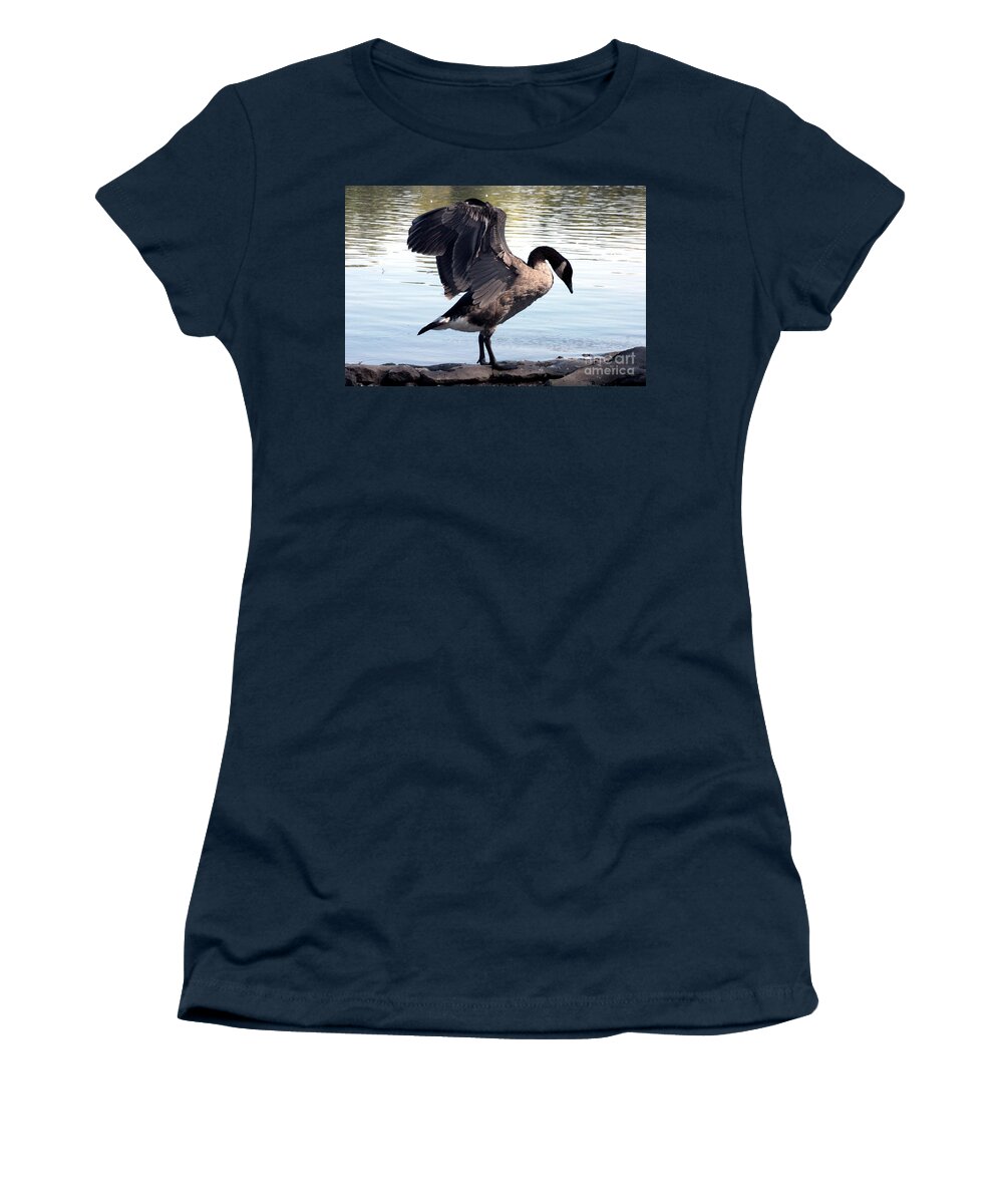 Pond Women's T-Shirt featuring the mixed media Canadian Goose by Gravityx9 Designs