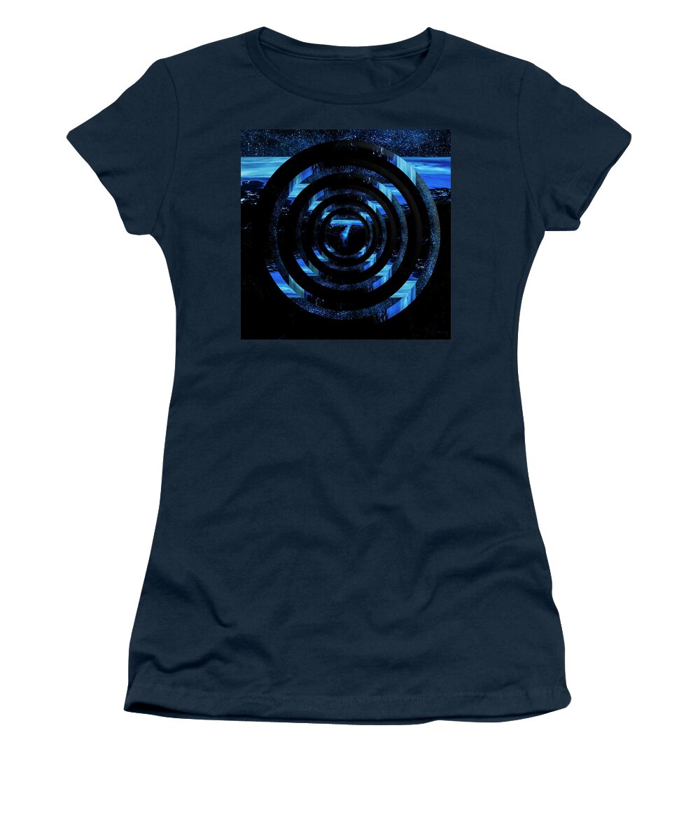 Star Women's T-Shirt featuring the digital art Cape Perpetua Blue Night Circles by Pelo Blanco Photo