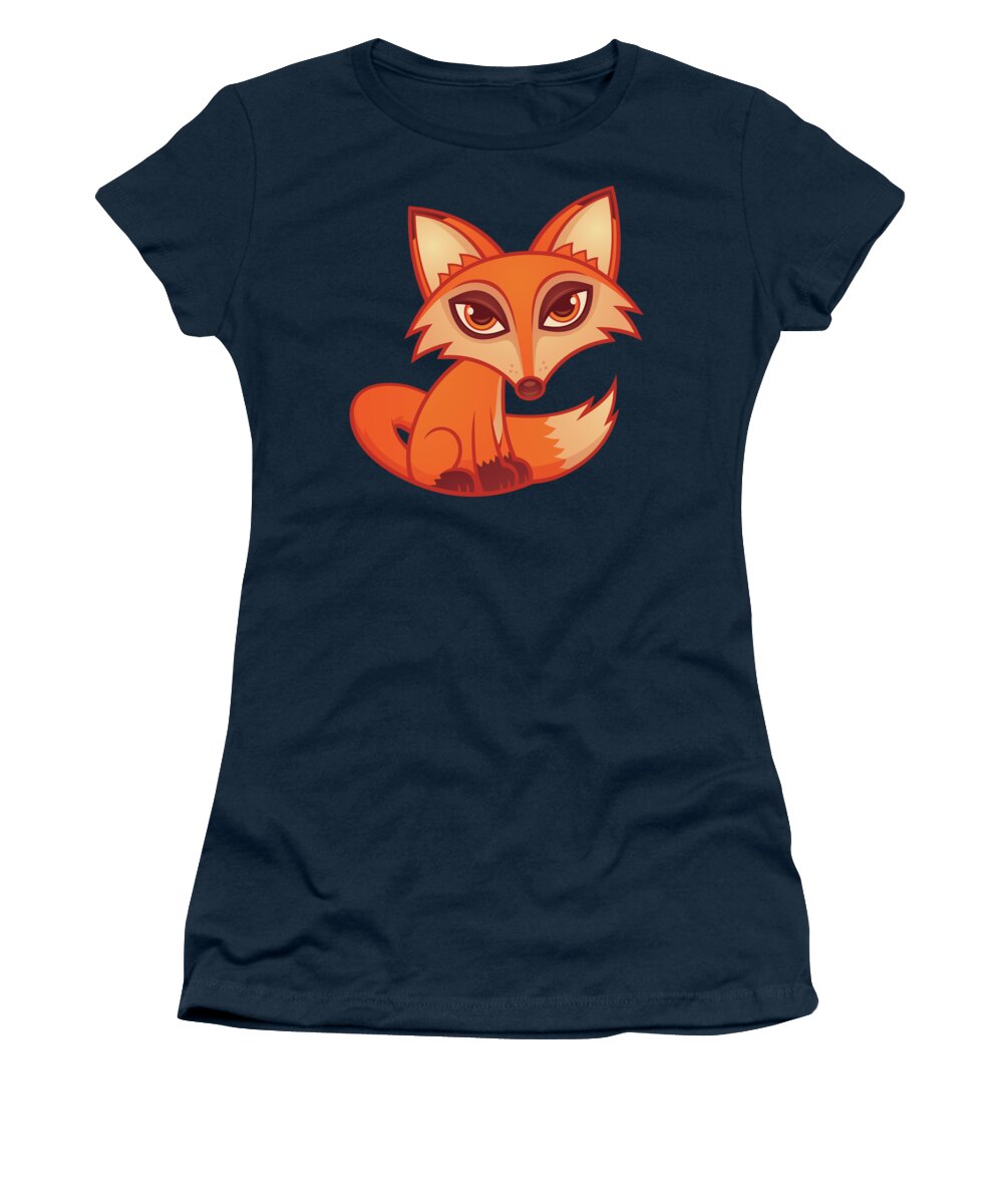 Animal Women's T-Shirt featuring the digital art Cartoon Red Fox by John Schwegel
