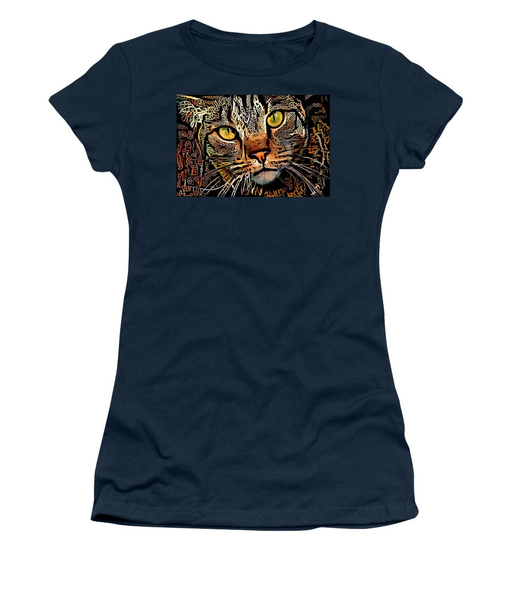 Celtic Knot Women's T-Shirt featuring the digital art Celtic Knot Cat Art by Peggy Collins