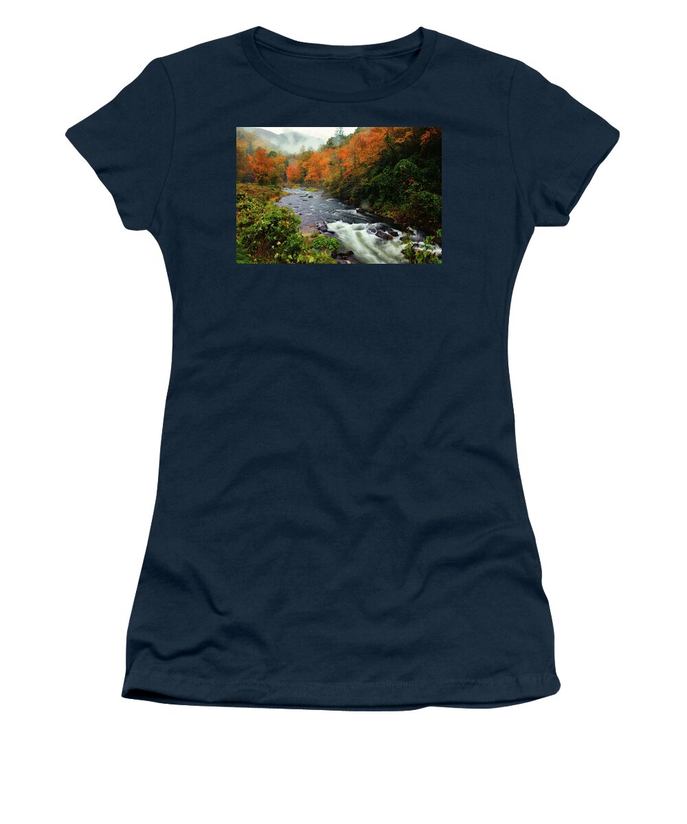 Great Smoky Mountains National Park Women's T-Shirt featuring the photograph Cherokee Autumn by Greg Norrell