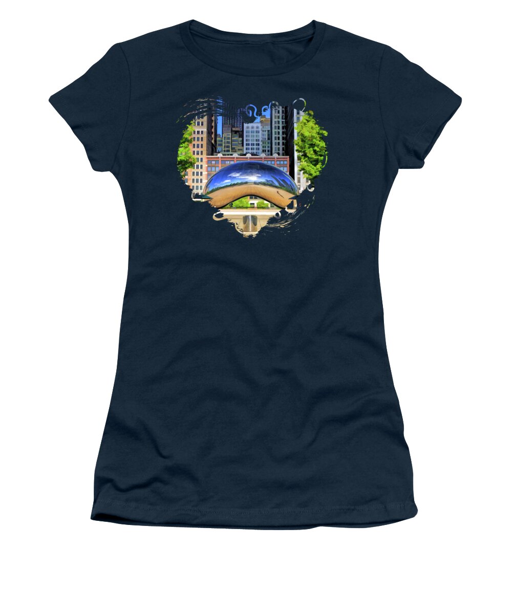 Chicago Women's T-Shirt featuring the painting Chicago Cloud Gate Park by Christopher Arndt