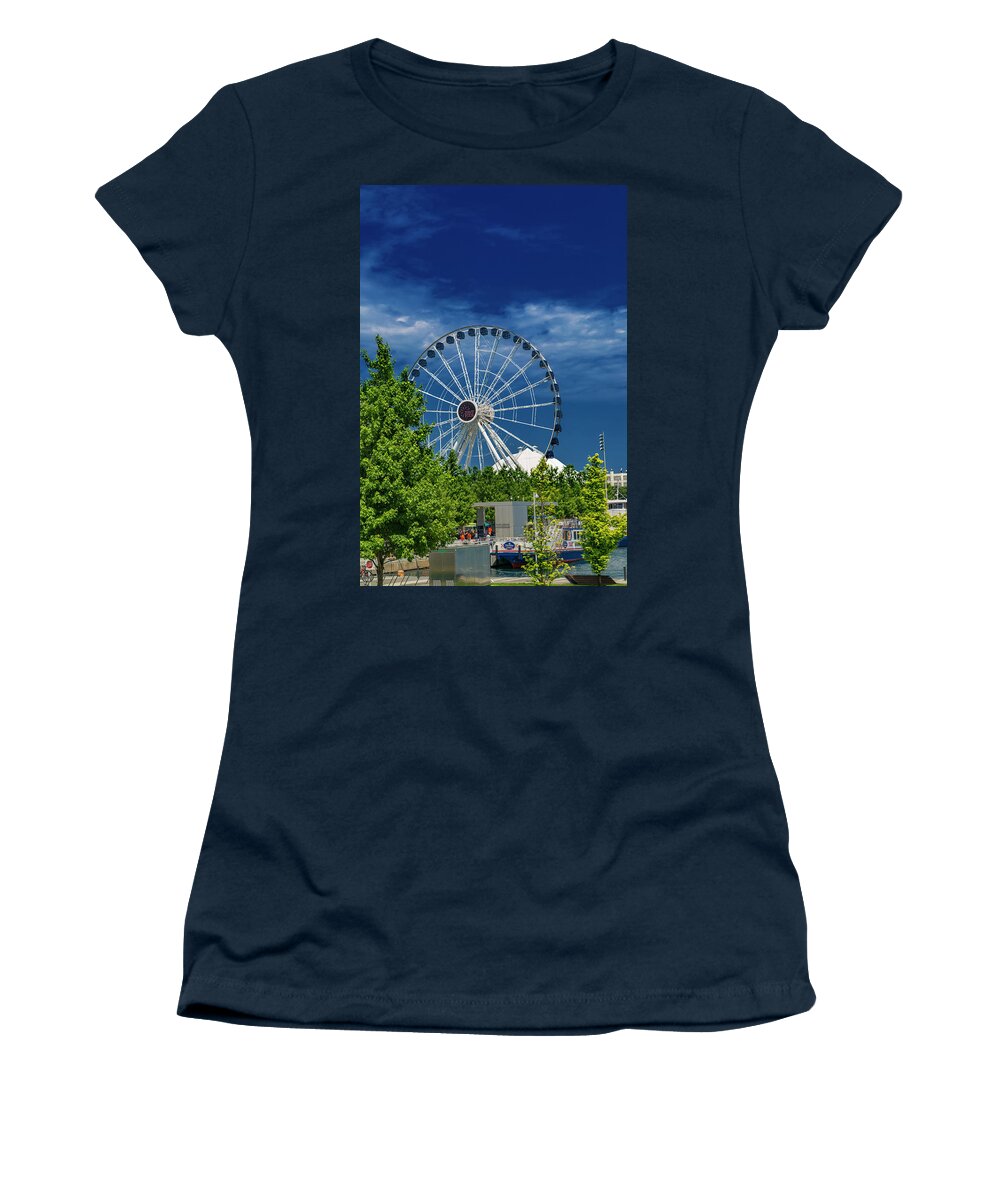 Chicago Women's T-Shirt featuring the photograph Chicago Navy Pier Brilliant Blue Day by Betsy Knapp