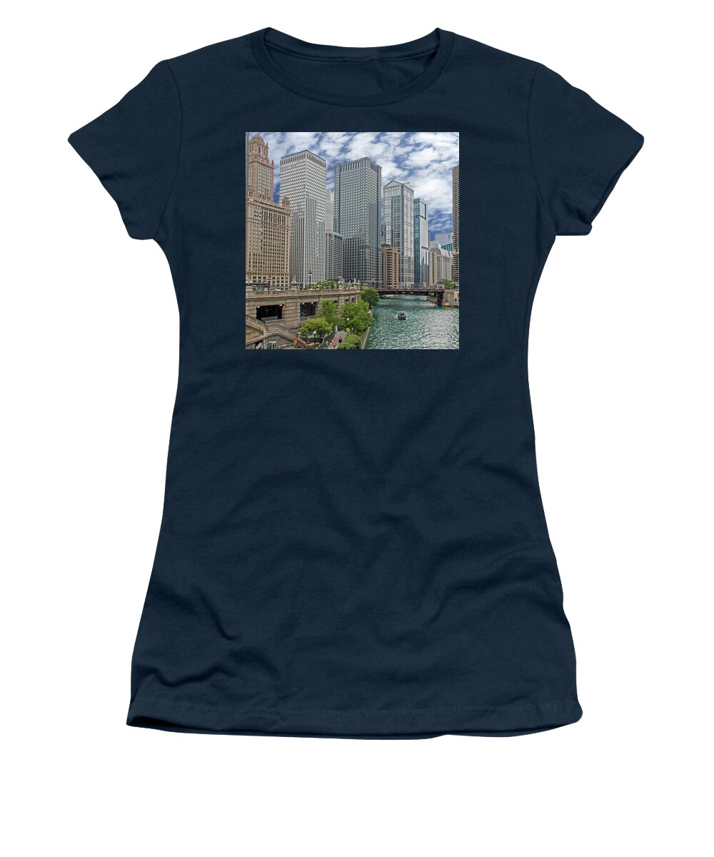 Chicago Women's T-Shirt featuring the photograph Chicago River by Ira Marcus