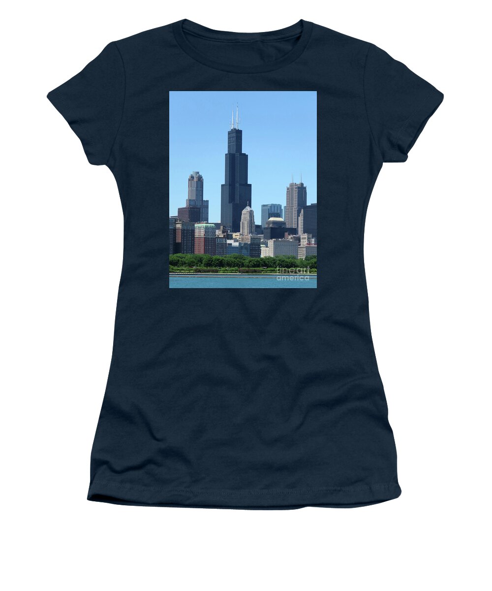Chicago Women's T-Shirt featuring the photograph Chicago Skyline by Mary Mikawoz