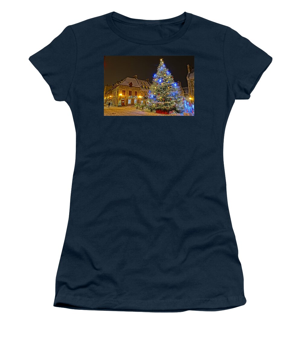 Quebec City Women's T-Shirt featuring the photograph Christmas Time in Quebec City by Patricia Caron