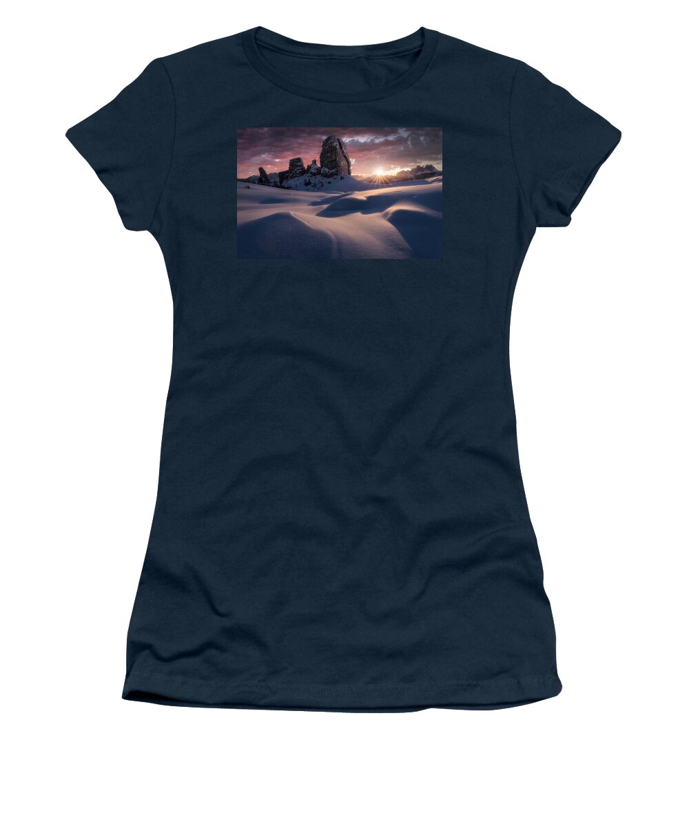 Cinque Torri Women's T-Shirt featuring the photograph Cinque Torri, Dolomites, Italy by Photography by KO
