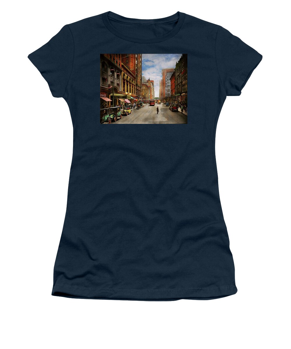 Chicago Women's T-Shirt featuring the photograph City - Chicago IL - The Brevoort Hotel 1910 by Mike Savad