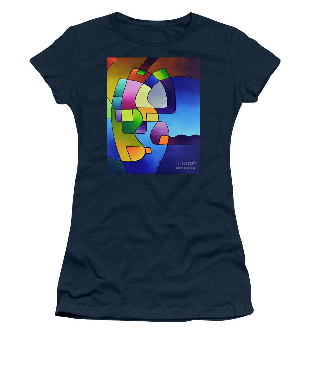 Blue Women's T-Shirt featuring the painting Clear Focus 2, Canvas Three by Sally Trace
