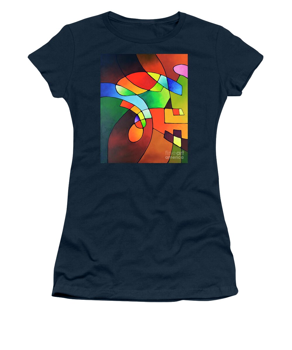 Geometric Art Women's T-Shirt featuring the painting Clear Focus 2, Canvas One by Sally Trace