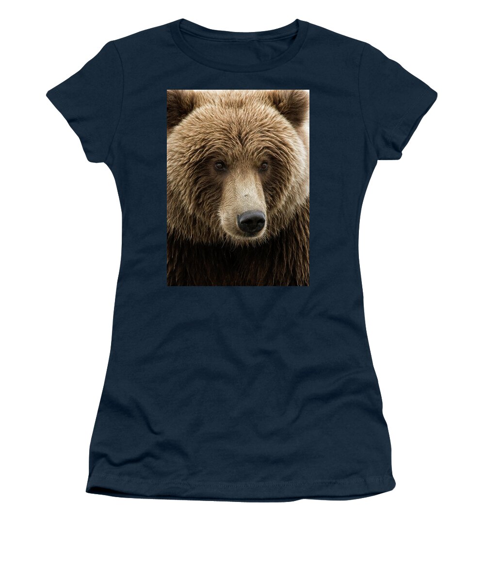 Wild Women's T-Shirt featuring the photograph Coastal Brown Bear closeup by Gary Langley
