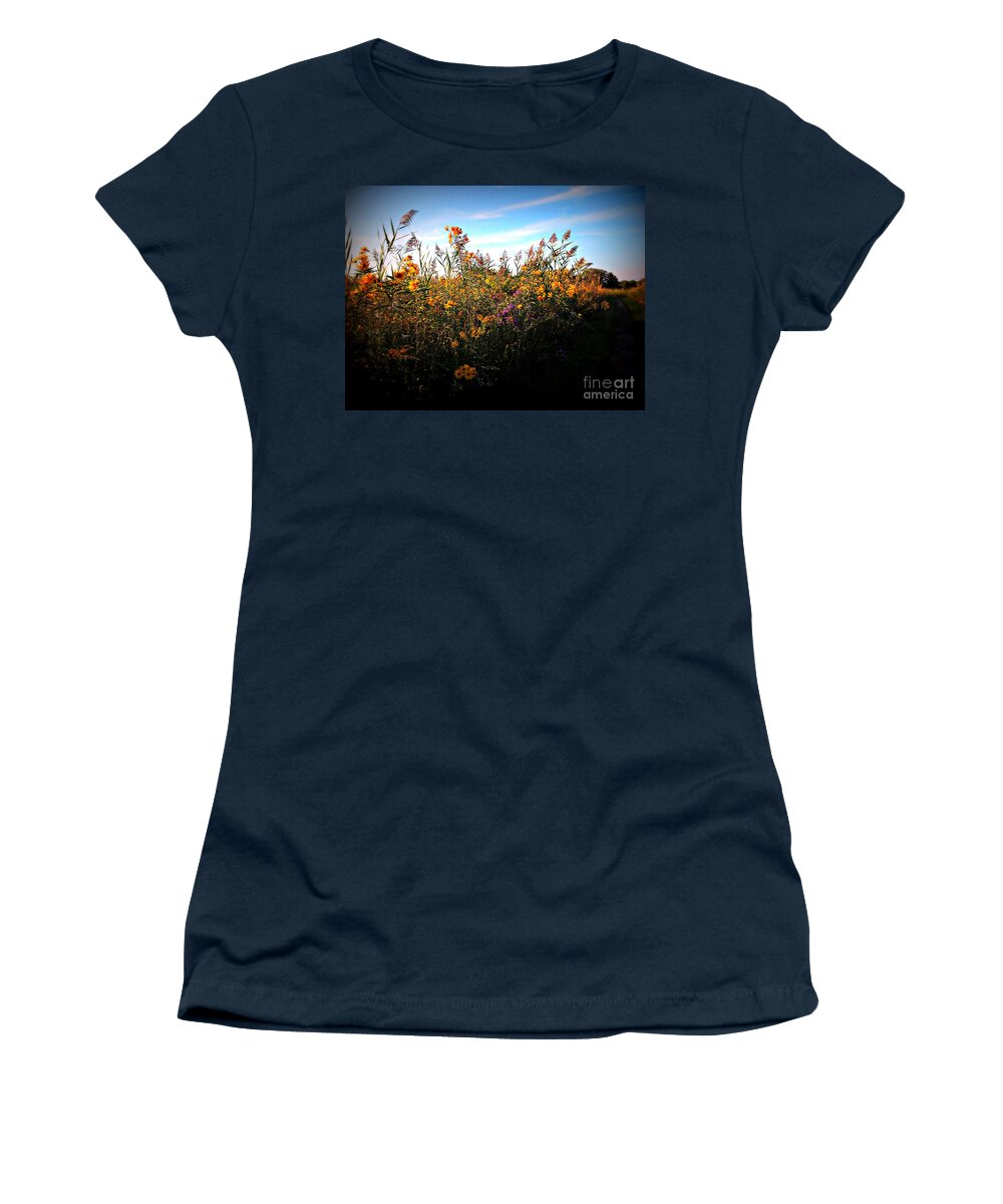 Nature Women's T-Shirt featuring the photograph Colorful Wild Flowers Under the Blue Sky by Frank J Casella