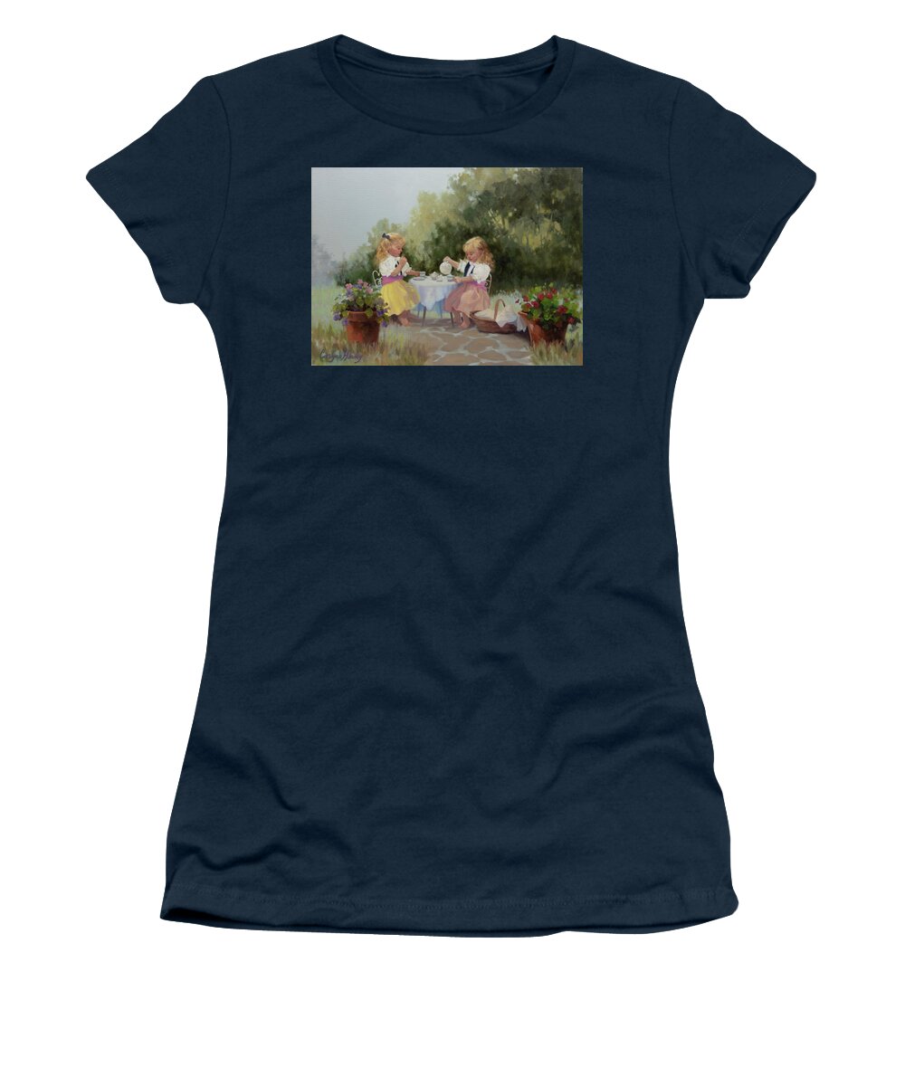 Figurative Art Women's T-Shirt featuring the painting Country Tea by Carolyne Hawley