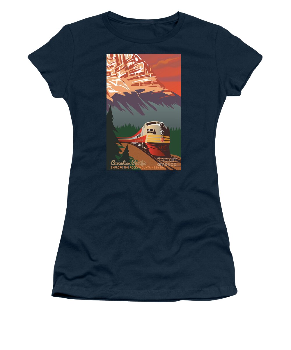 Retro Travel Women's T-Shirt featuring the digital art CP Travel by Train by Sassan Filsoof