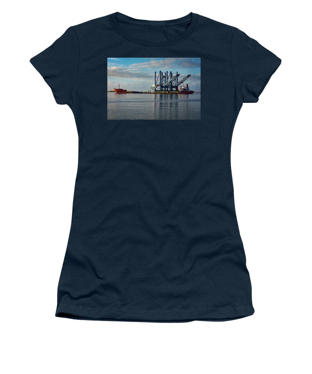 Southport Women's T-Shirt featuring the photograph Cranes head to Wilmington. by Nick Noble