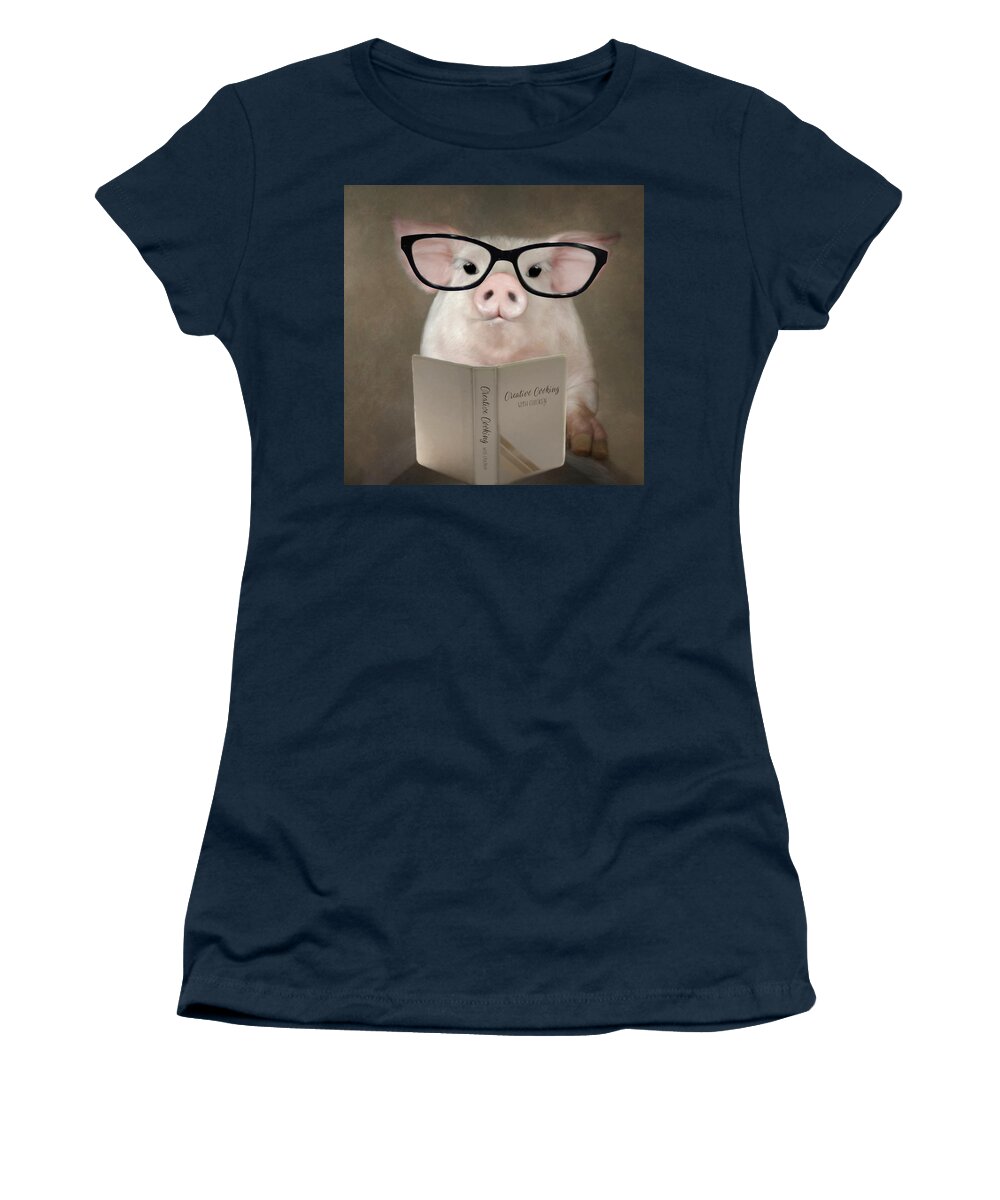 Pig Women's T-Shirt featuring the mixed media Creative Cooking by Lori Deiter