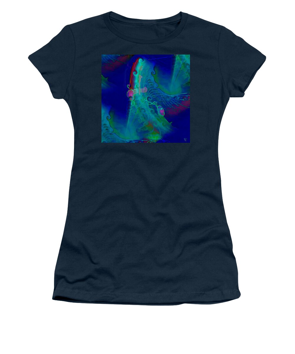 Colorful Women's T-Shirt featuring the painting Cursive by Fli Art