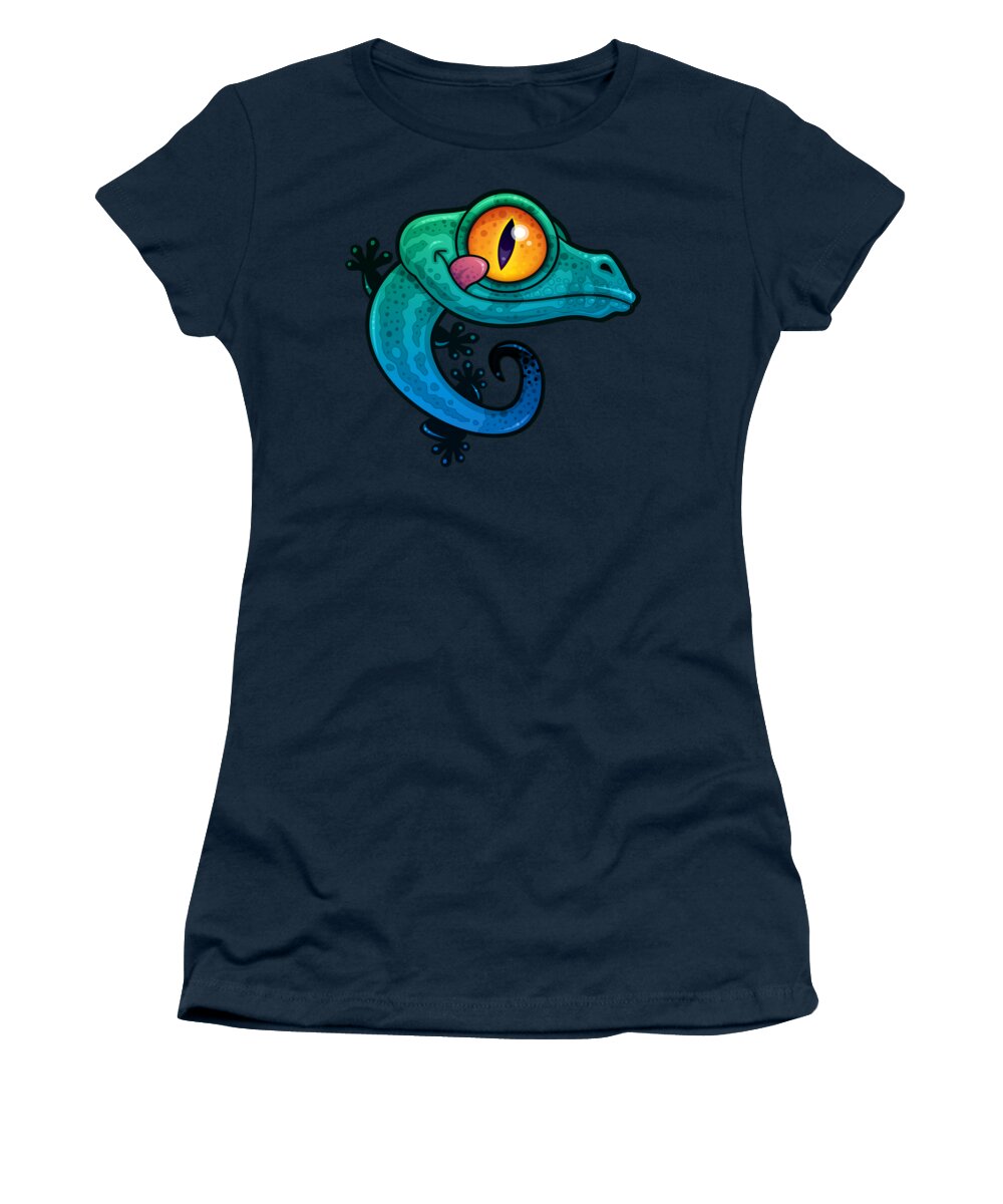 Lizard Women's T-Shirt featuring the digital art Cute Colorful Cartoon Gecko by John Schwegel