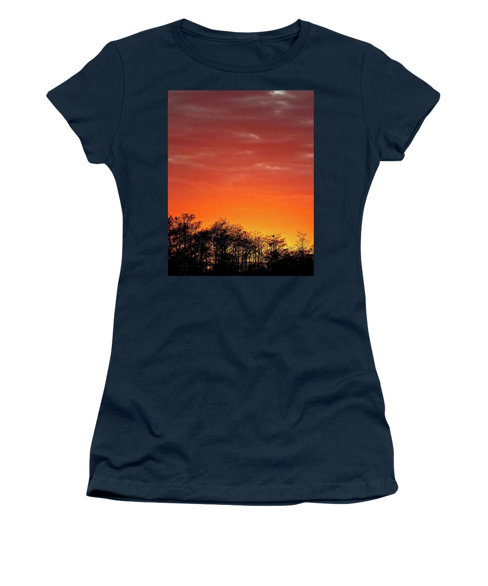 Swamp Women's T-Shirt featuring the photograph Cypress Swamp Sunset 4 by Steve DaPonte