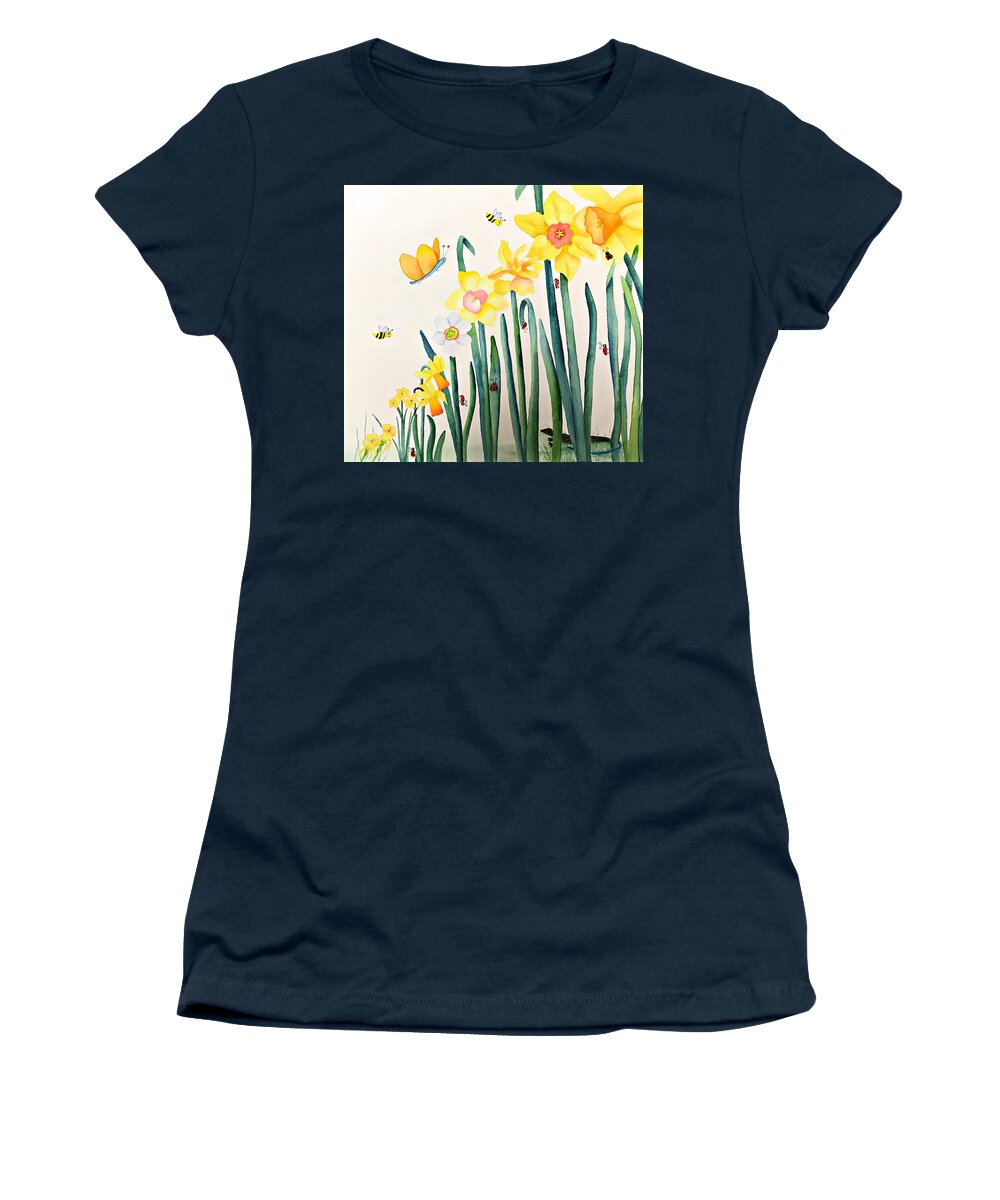 Daffodils Women's T-Shirt featuring the painting Daffodilia 2 by Beth Fontenot