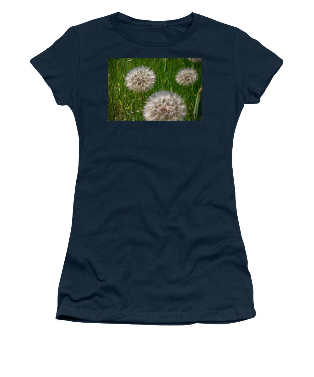 Dandelion Women's T-Shirt featuring the photograph Dandelion Fluff by K Bradley Washburn