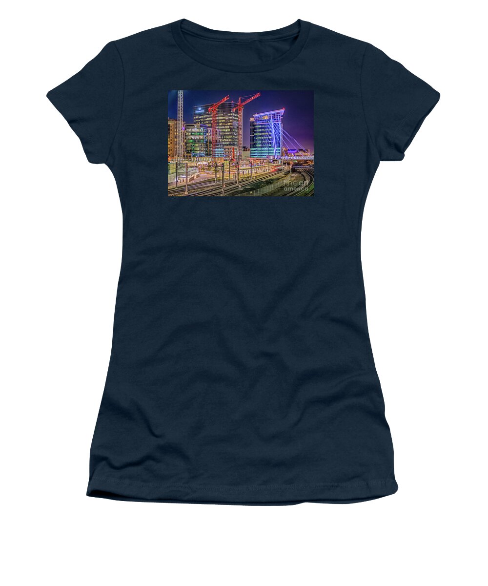 Denver Women's T-Shirt featuring the photograph Denver Night Lights by Melissa Lipton