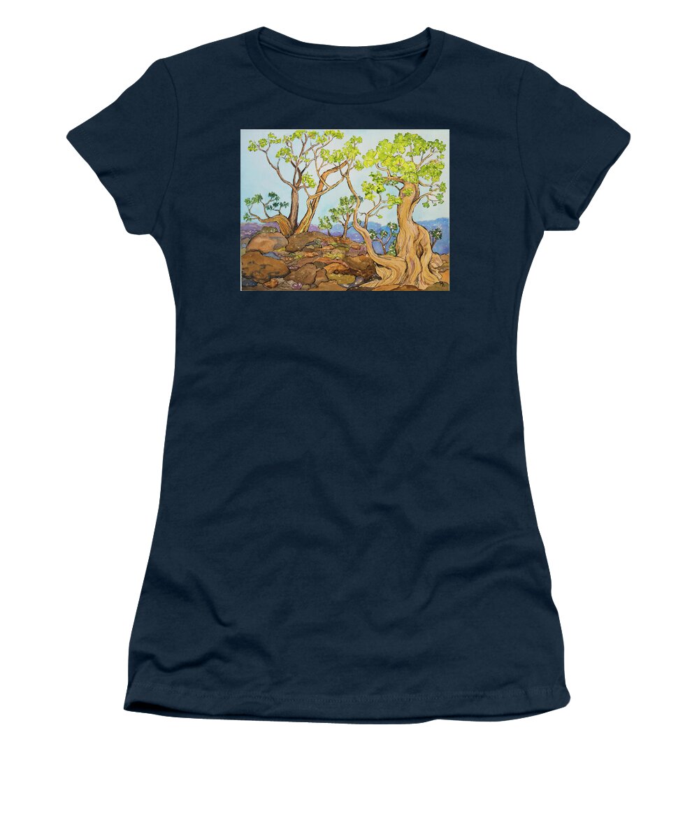 Desert Women's T-Shirt featuring the painting Desert Montage by Margaret Zabor