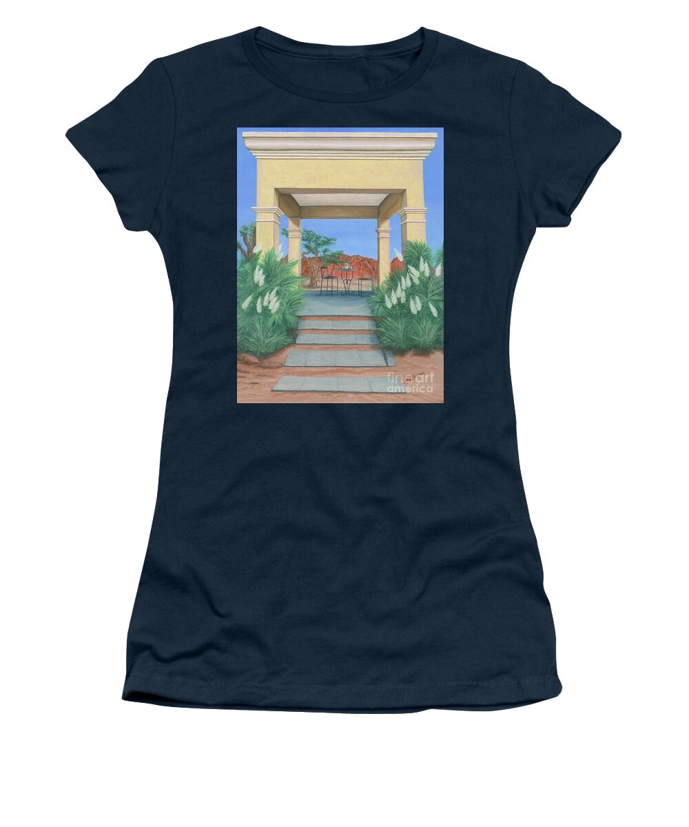 Desert Women's T-Shirt featuring the painting Desert Oasis by Aicy Karbstein