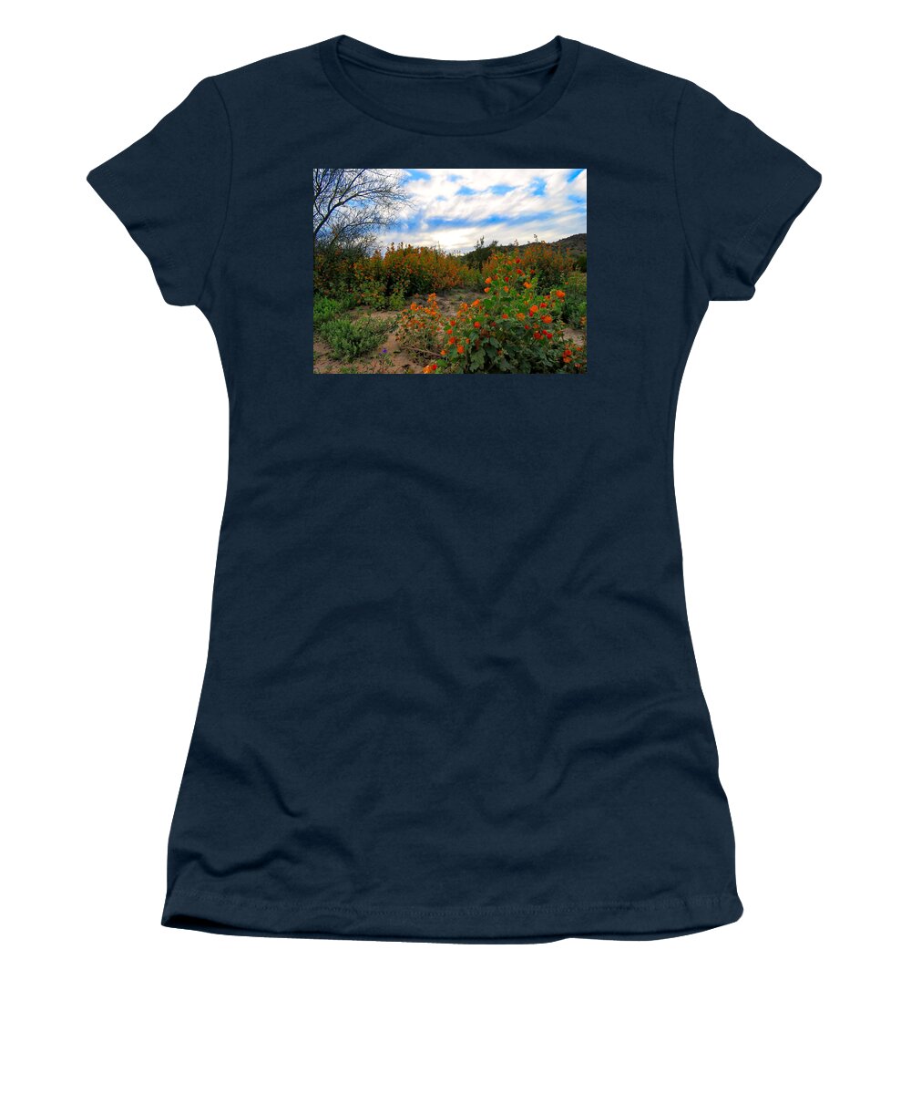 Arizona Women's T-Shirt featuring the photograph Desert Wildflowers in the Valley by Judy Kennedy
