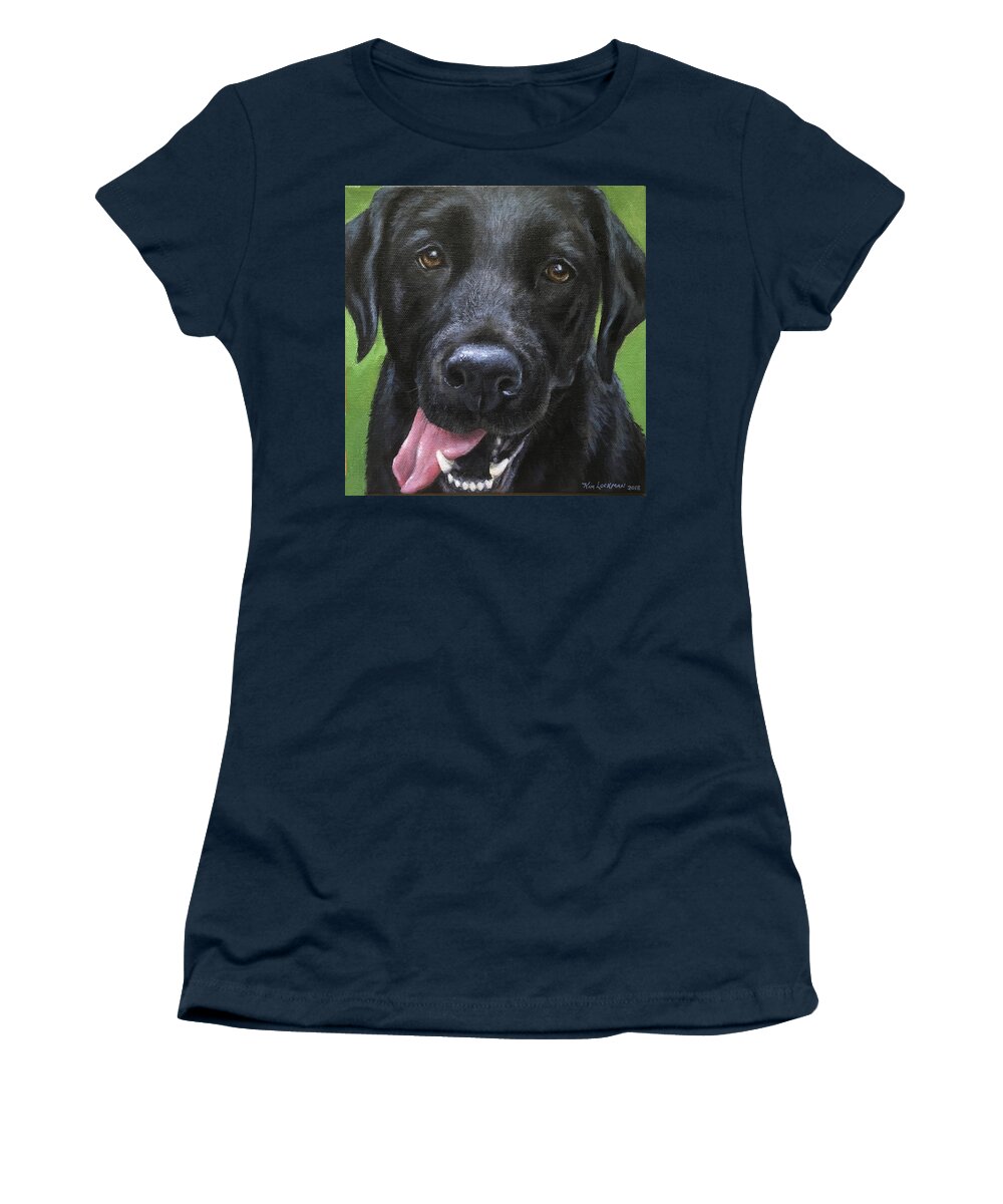 Dog Women's T-Shirt featuring the painting Dexter by Kim Lockman