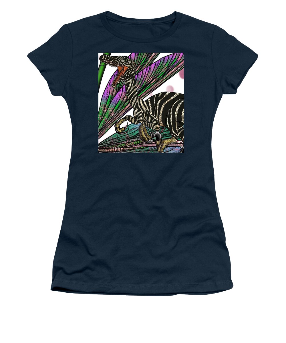 Dinosaur Women's T-Shirt featuring the drawing Dinosaur Raptor Head by Joan Stratton