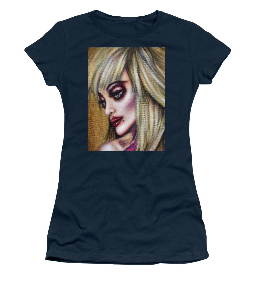 Yellow Women's T-Shirt featuring the painting Dolly Parton in Devotion by Tiago Azevedo