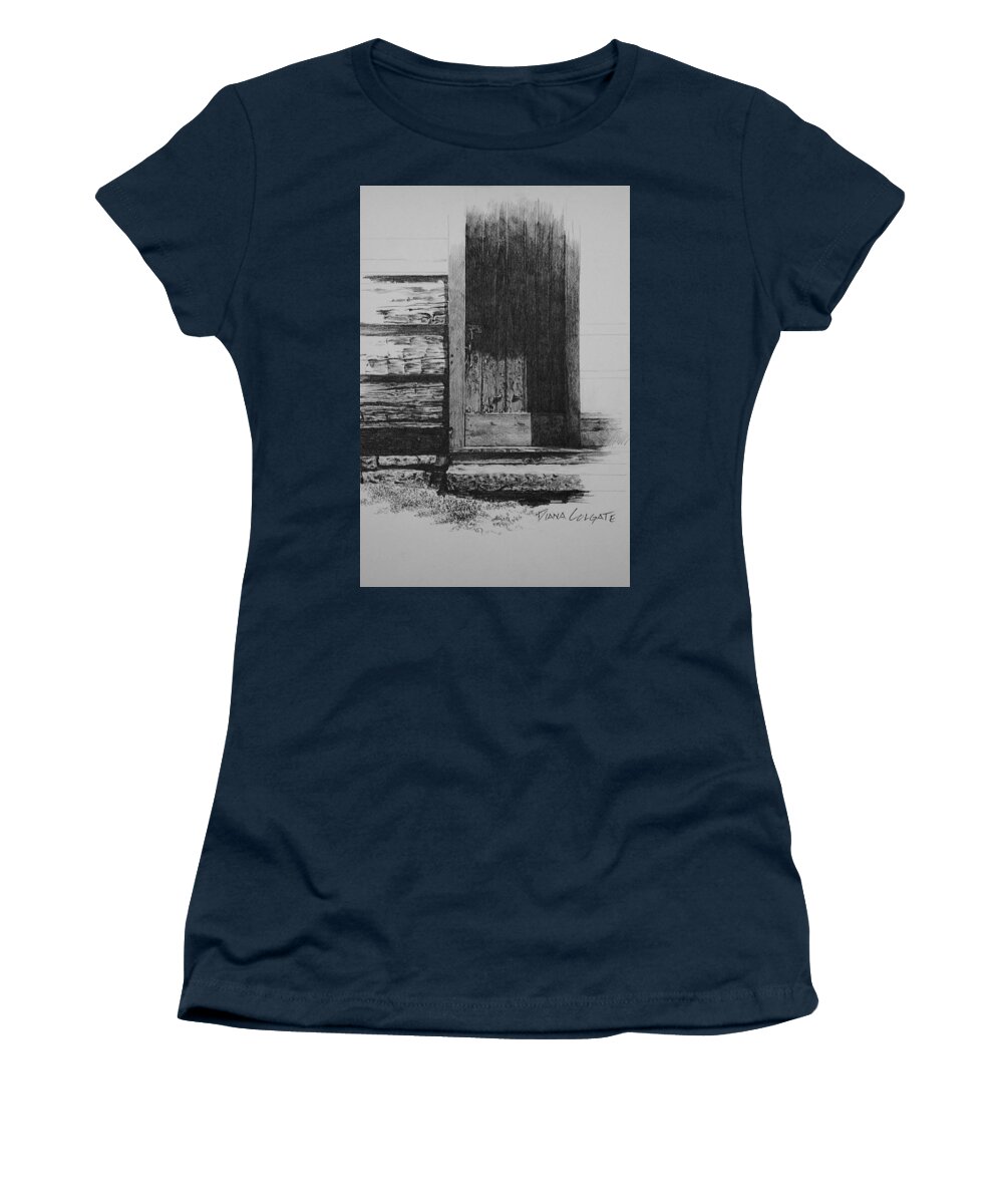 Door Women's T-Shirt featuring the drawing Door To The Past by Diana Colgate