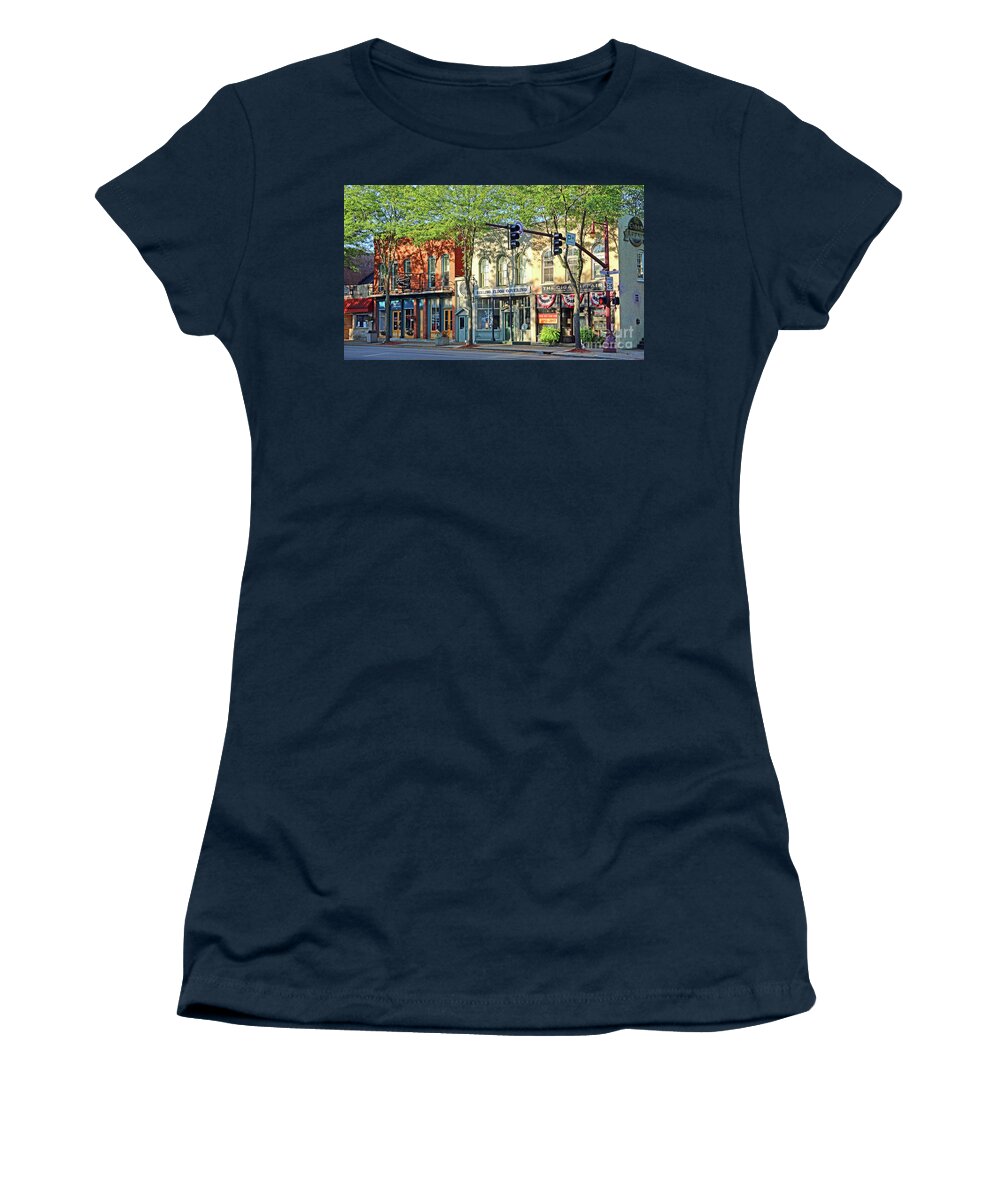 Downtown Women's T-Shirt featuring the photograph Downtown Maumee Ohio 1984 by Jack Schultz
