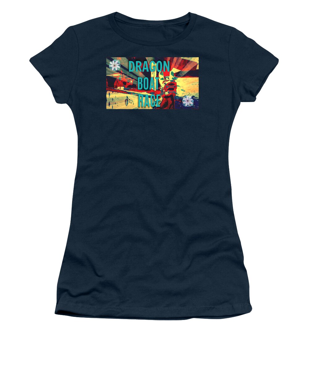 Dragon Boat Race Women's T-Shirt featuring the digital art Dragon Boat Race by Karen Francis