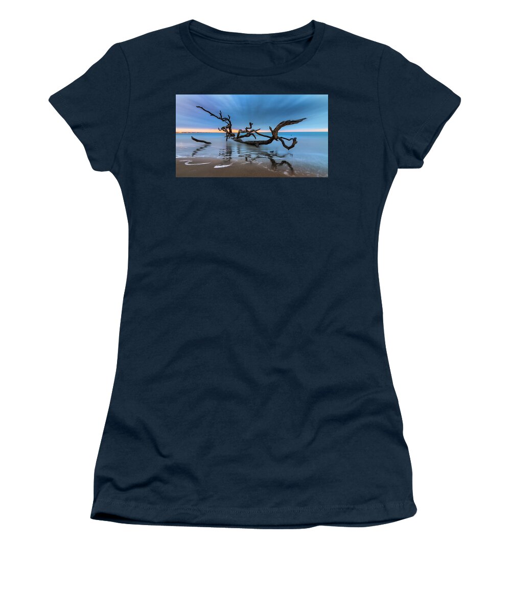 Clouds Women's T-Shirt featuring the photograph Dreamy Tide Panorama by Debra and Dave Vanderlaan