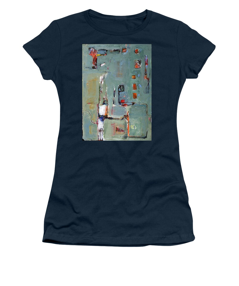 Abstract Art Women's T-Shirt featuring the painting Dunce Cap With Gun by Janet Zoya
