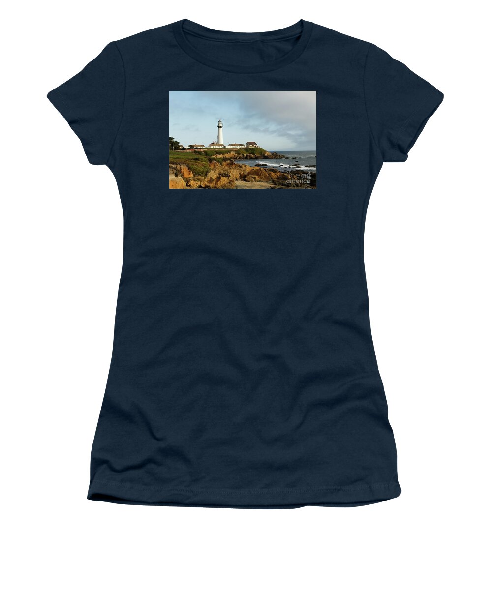 Dusk Women's T-Shirt featuring the photograph Dusk at Pigeon Point Lighthouse by Natural Focal Point Photography