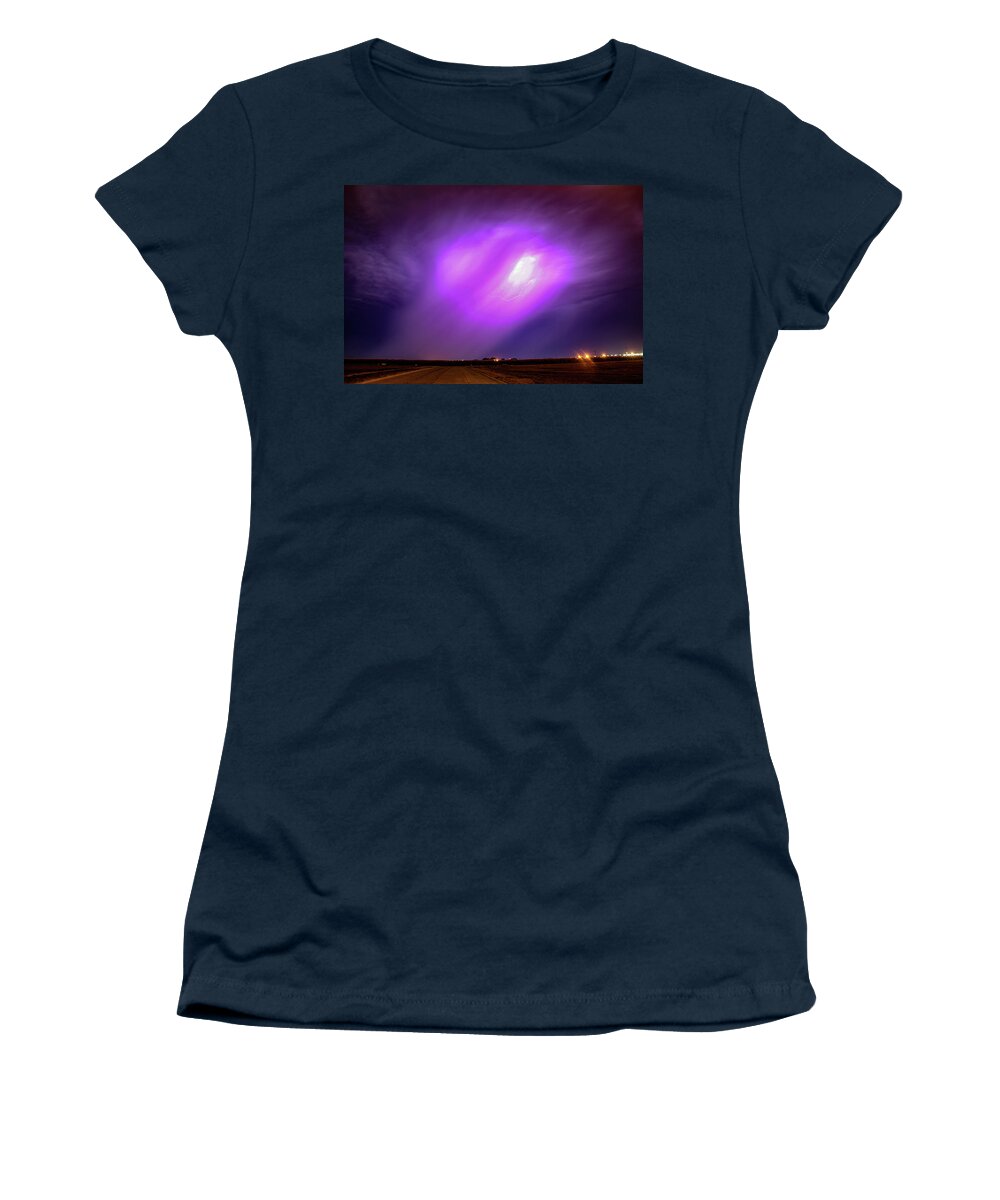 Nebraskasc Women's T-Shirt featuring the photograph Dying Late Night Supercell 016 by NebraskaSC