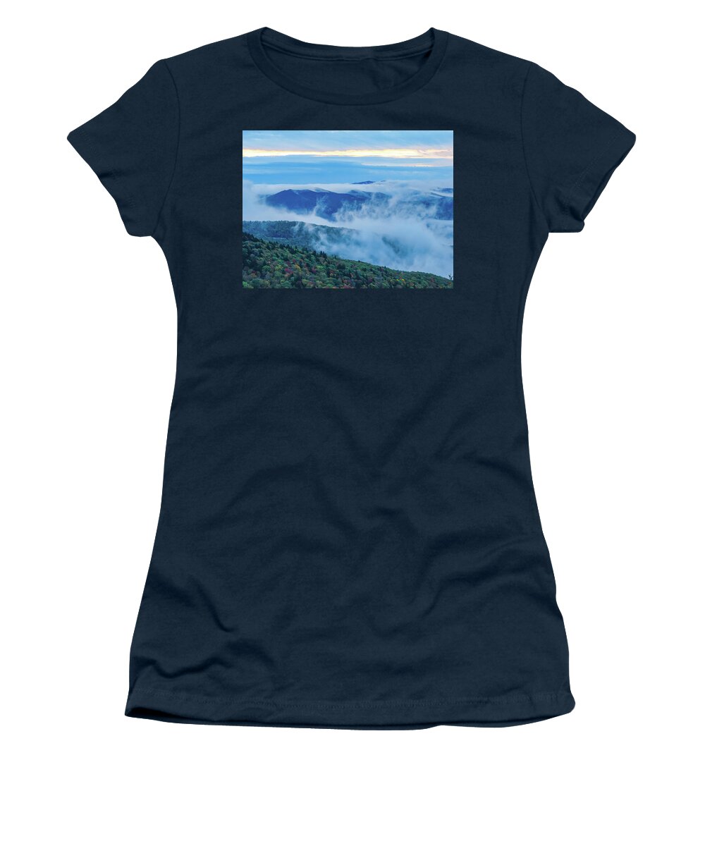Fog Women's T-Shirt featuring the photograph Early Morning Fog by Peggy Blackwell