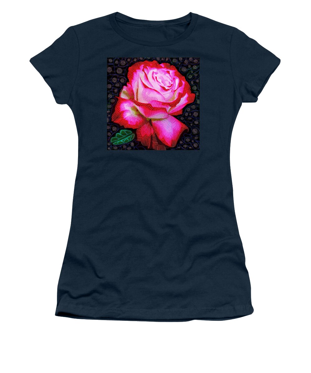 Pop Art Women's T-Shirt featuring the digital art Electro Rose by Rod Whyte