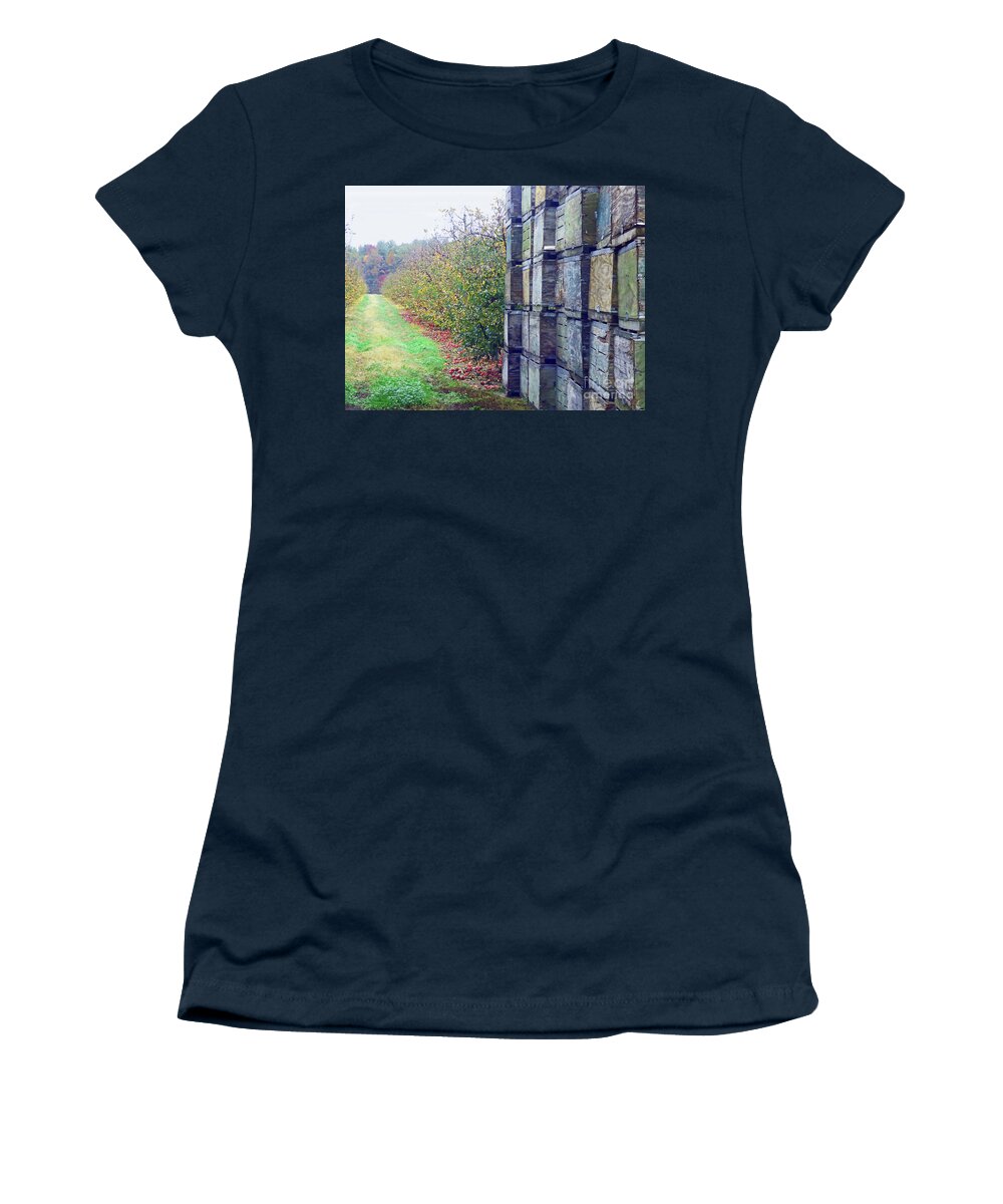 Abstract Women's T-Shirt featuring the painting End of Apple Season 300 by Sharon Williams Eng