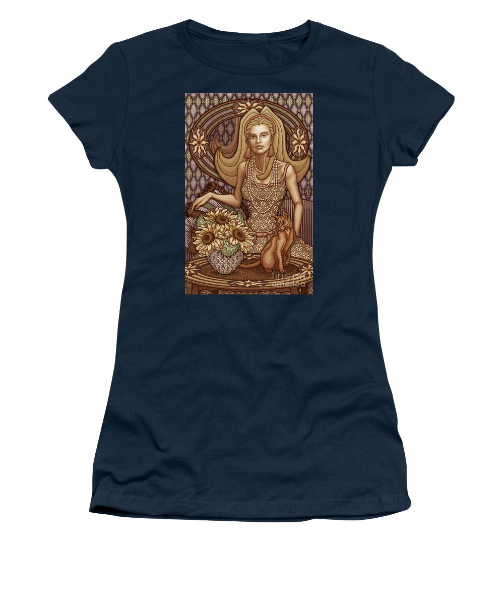 Cat Lady Women's T-Shirt featuring the mixed media Exalted Beauty Peyton 2019 by Amy E Fraser