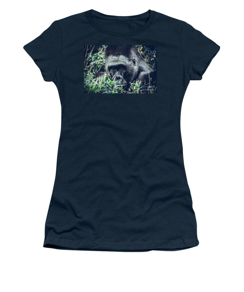Gorilla Women's T-Shirt featuring the photograph Eyes Speak by Dheeraj Mutha