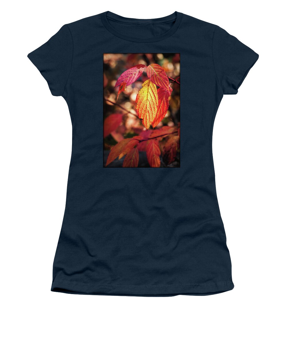 Leaves Women's T-Shirt featuring the photograph Fall Time Is Here by Elaine Malott