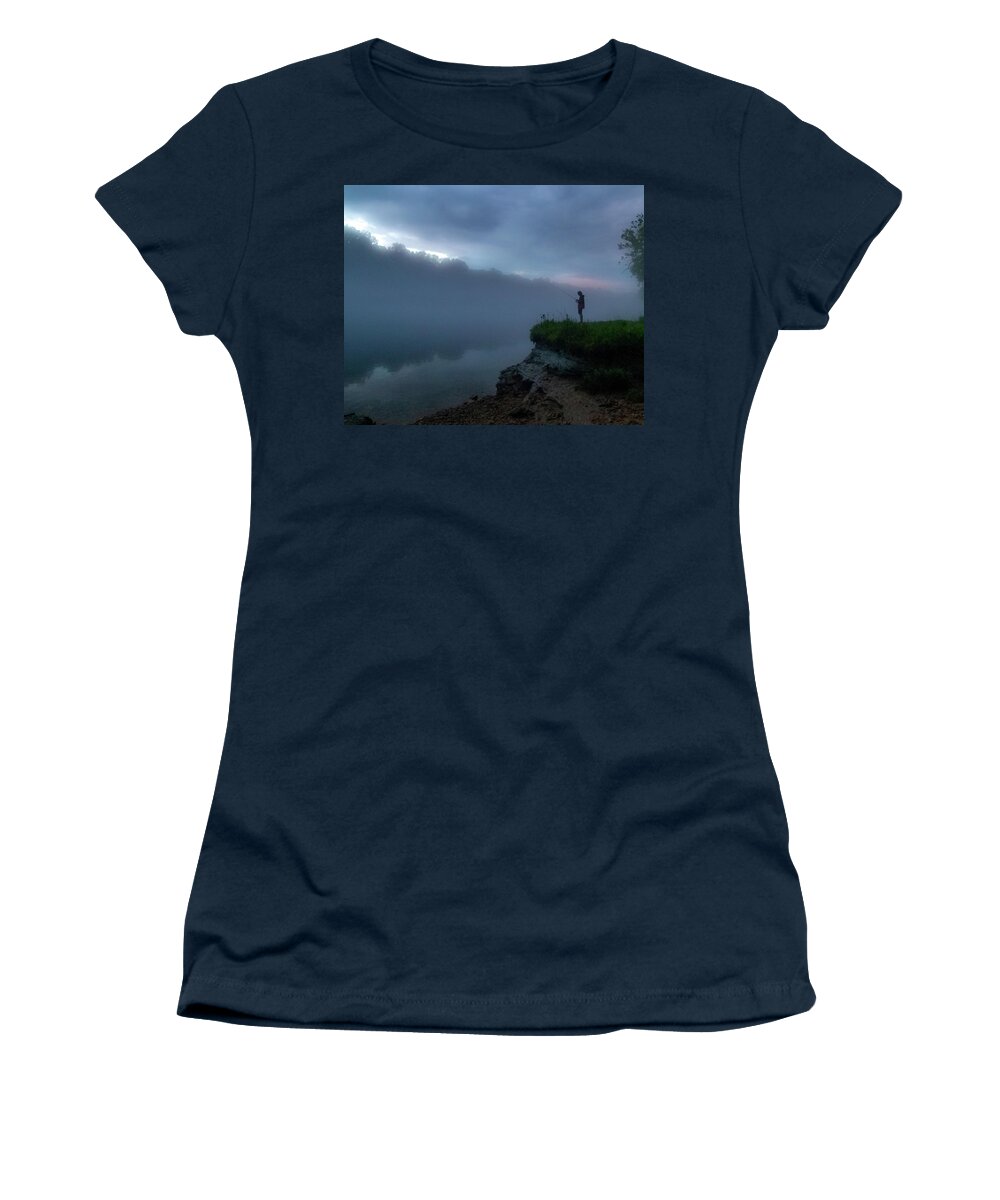 Fishing Women's T-Shirt featuring the photograph Fishing the White River 2 by Joe Kopp